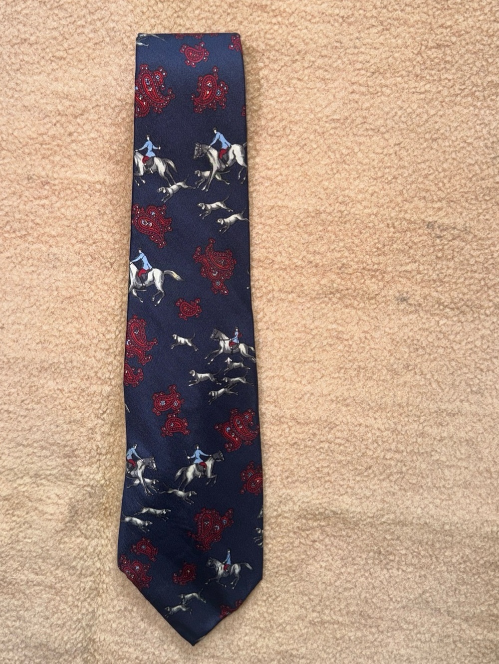 Berkeley Cravats Carre Tie Navy Horse Equestrian Hound Hunting VTG